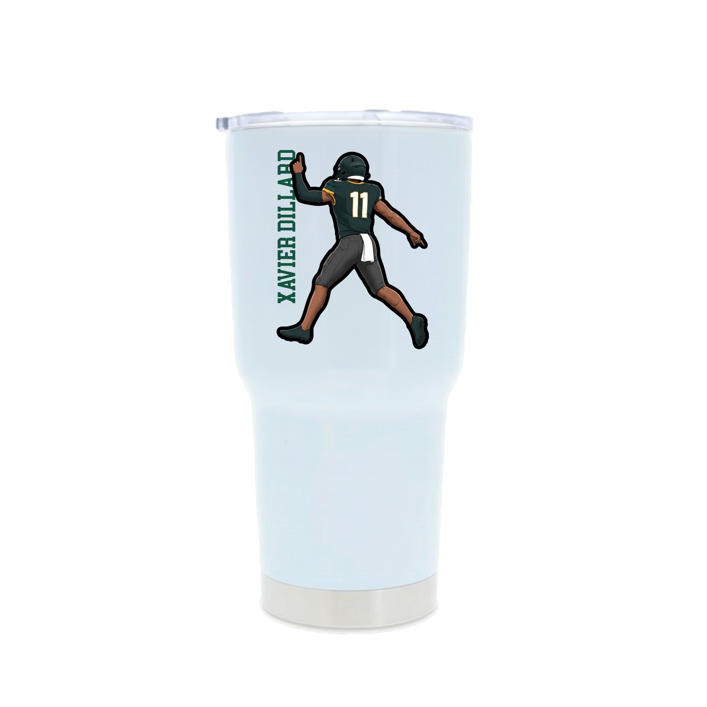 30oz Stainless Steel Tumbler — Name Vertical in White