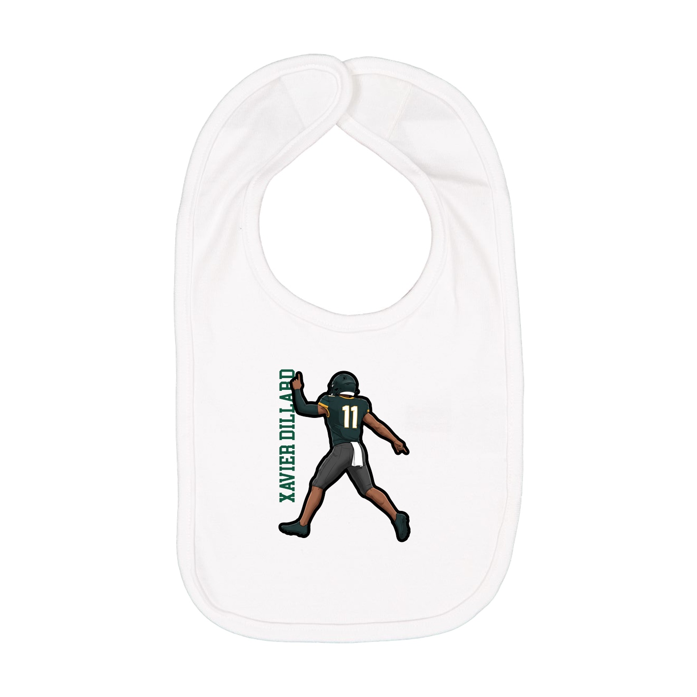 Infant Bib — Name Vertical in White