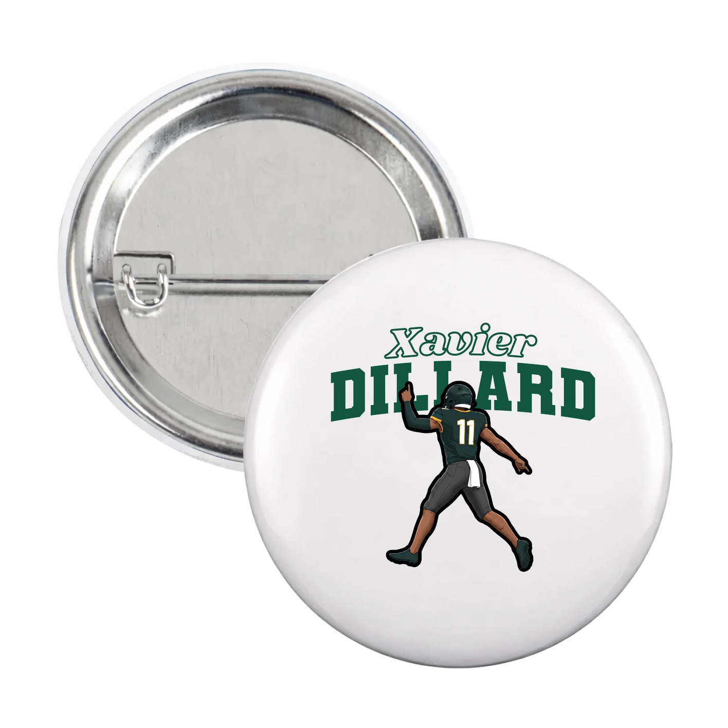 Game Day Button — Name Arch in White
