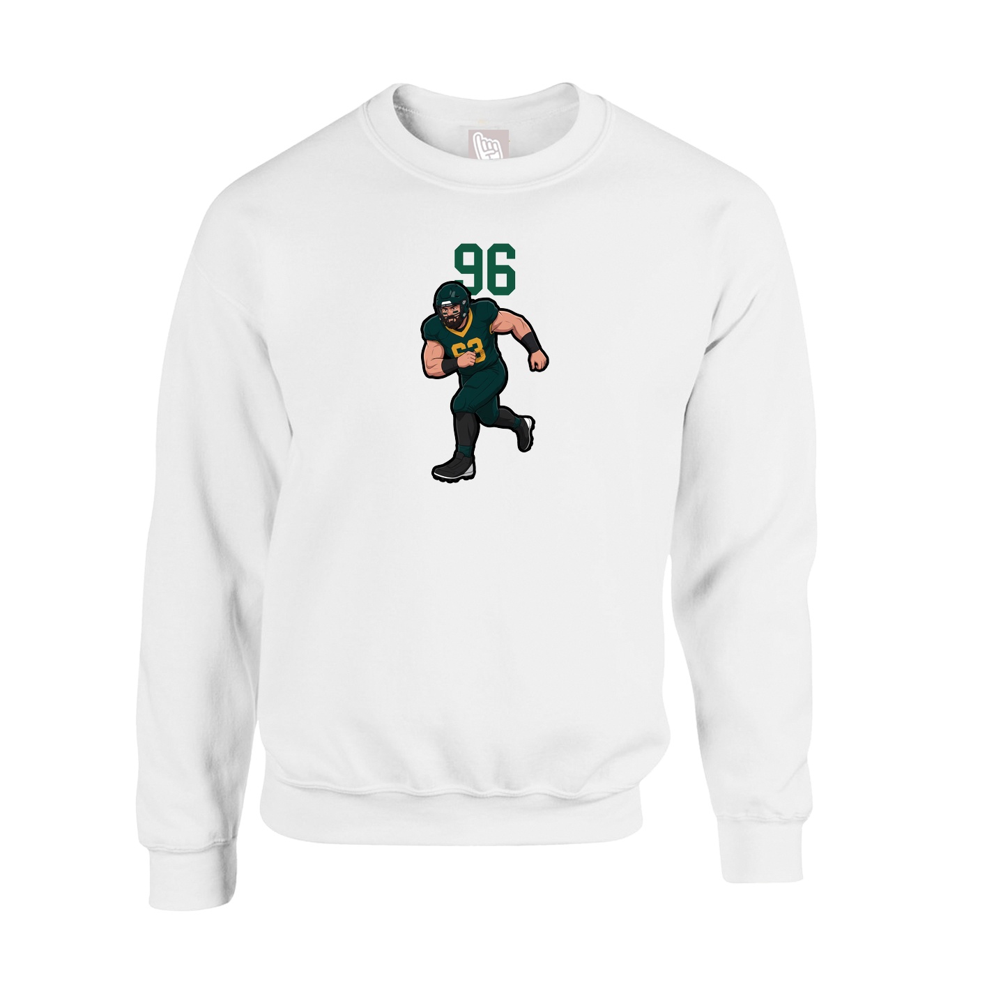 Fleece Crew — Number Top in White