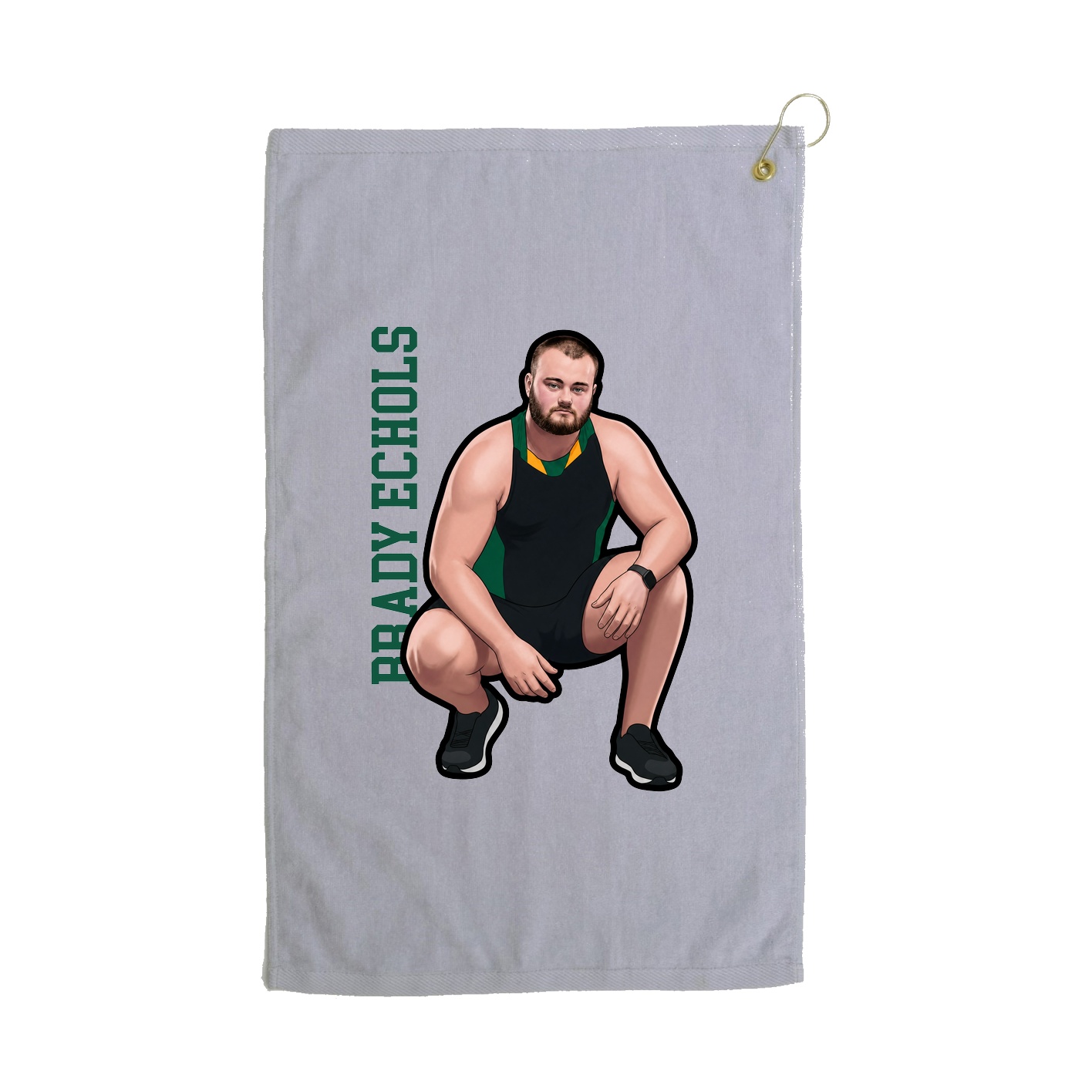 Golf Towel — Name Vertical in Grey