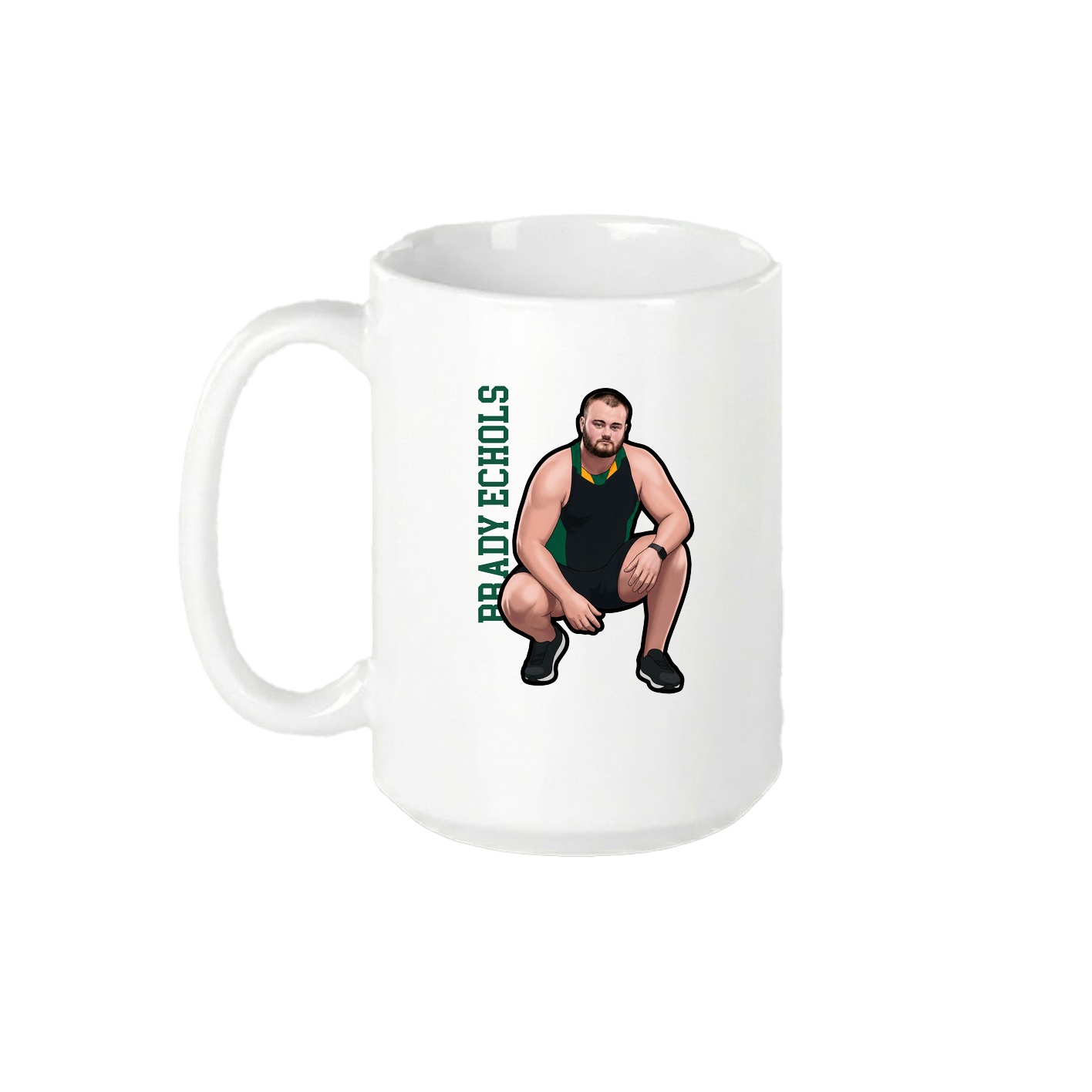 15oz Coffee Mug — Name Vertical in White
