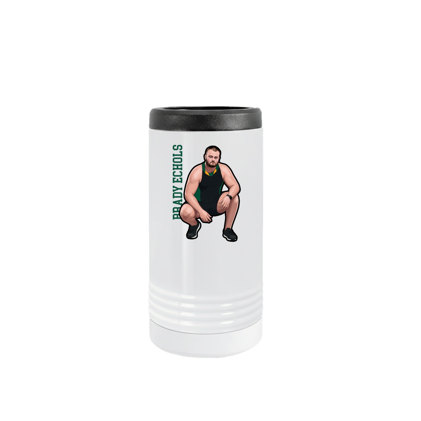 Slim Beverage Holder — Name Vertical in White