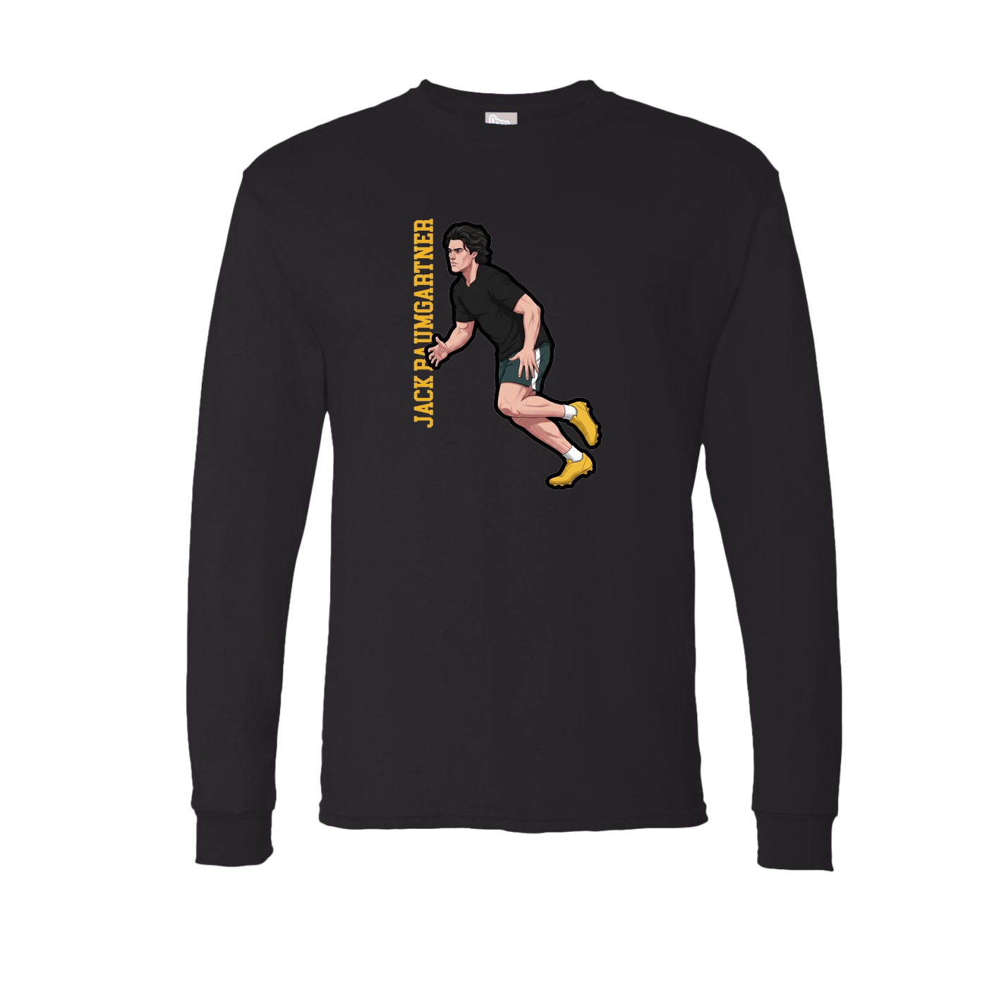 Long Sleeve Tee — Name Vertical in Black