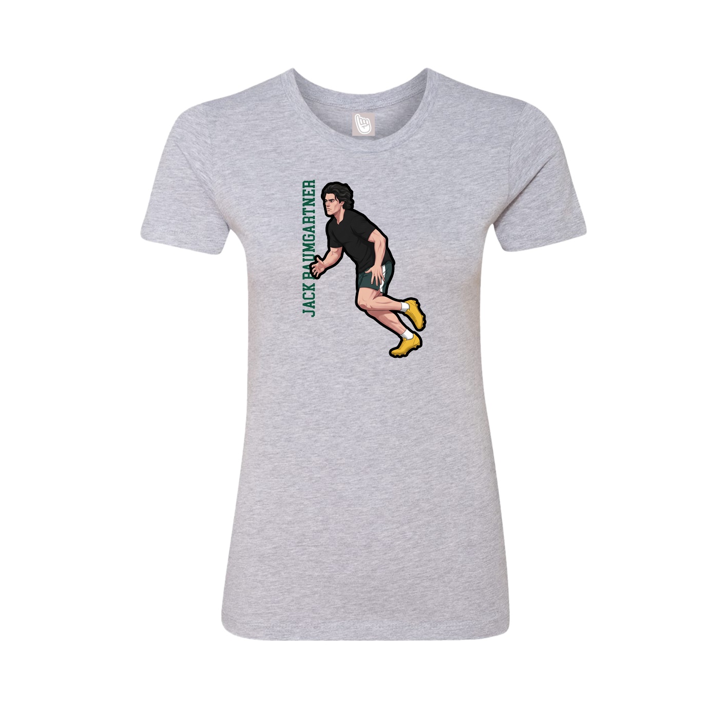 Fitted Women's Tee — Name Vertical in Grey