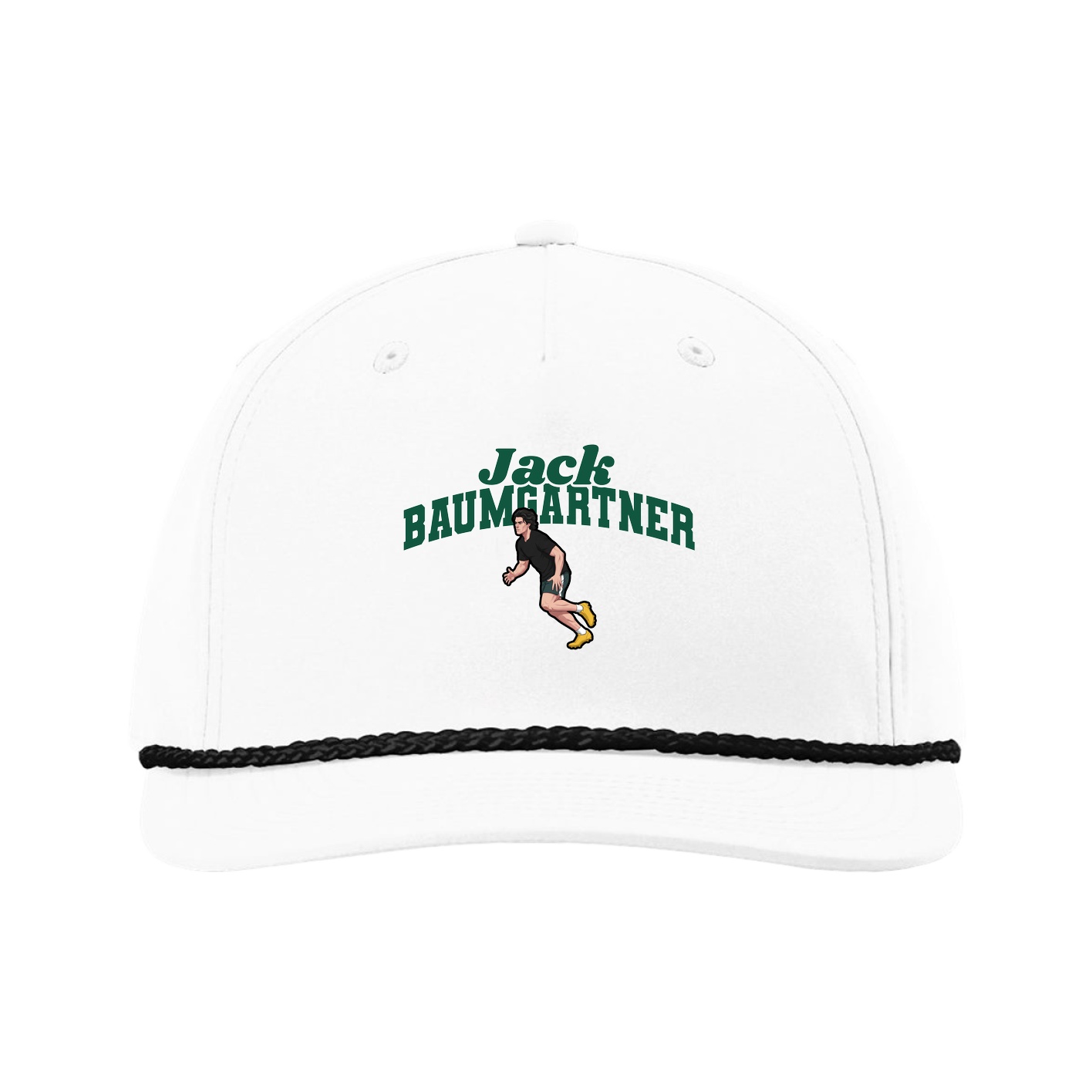 Five-Panel Classic Rope Cap — Signature Arch in White