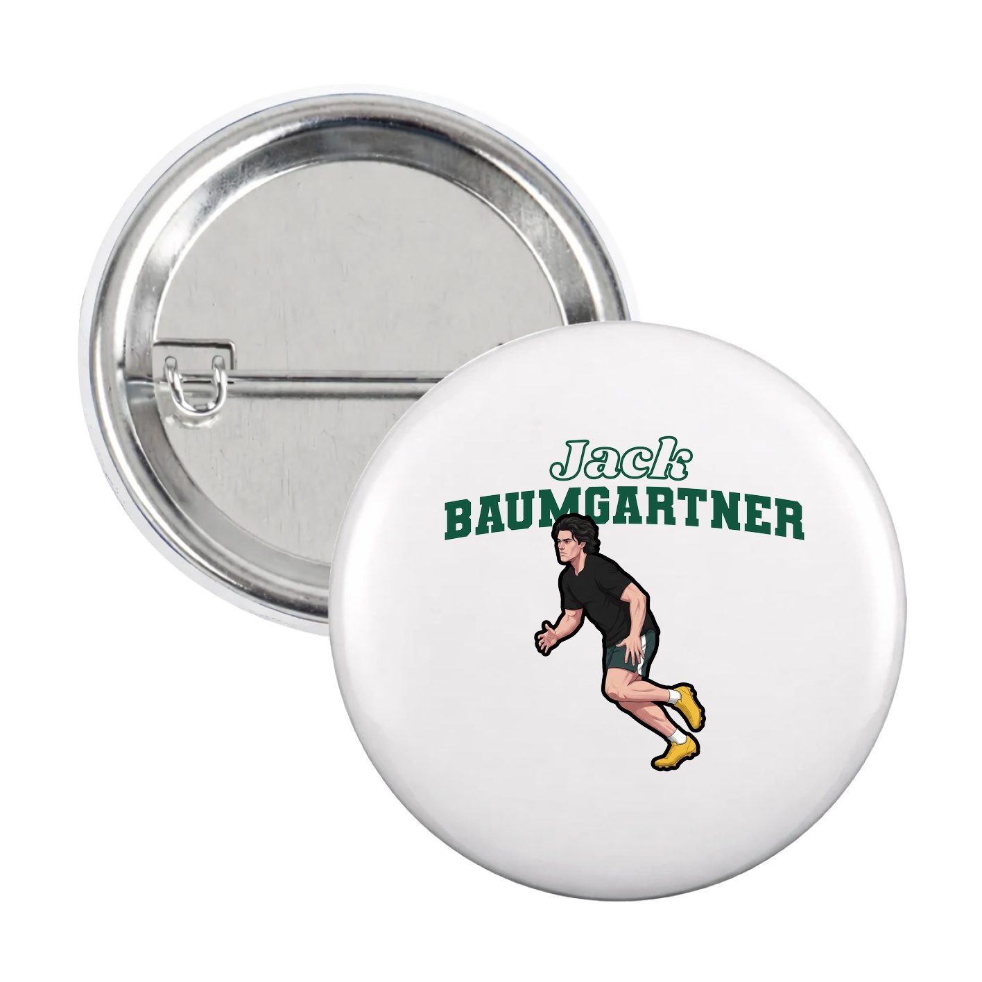 Game Day Button — Name Arch in White