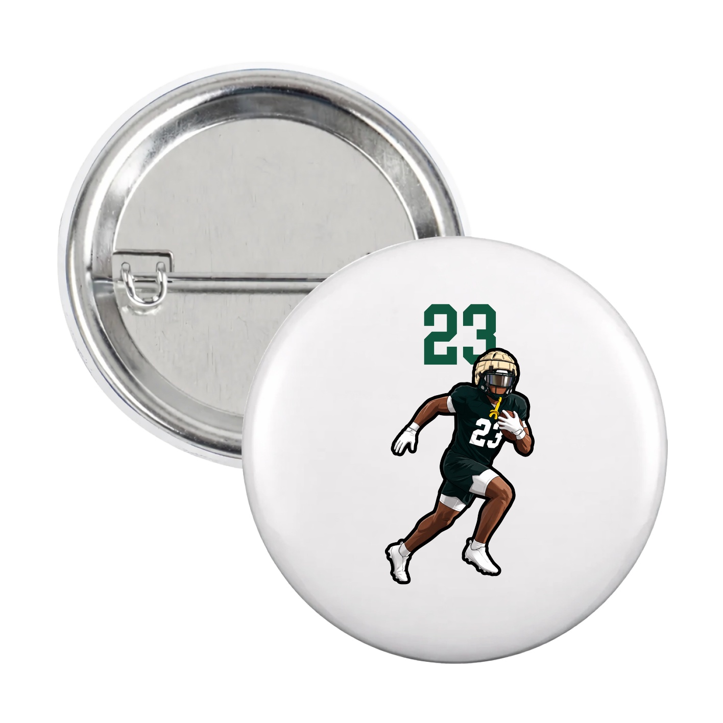 Game Day Button — Number Top in White