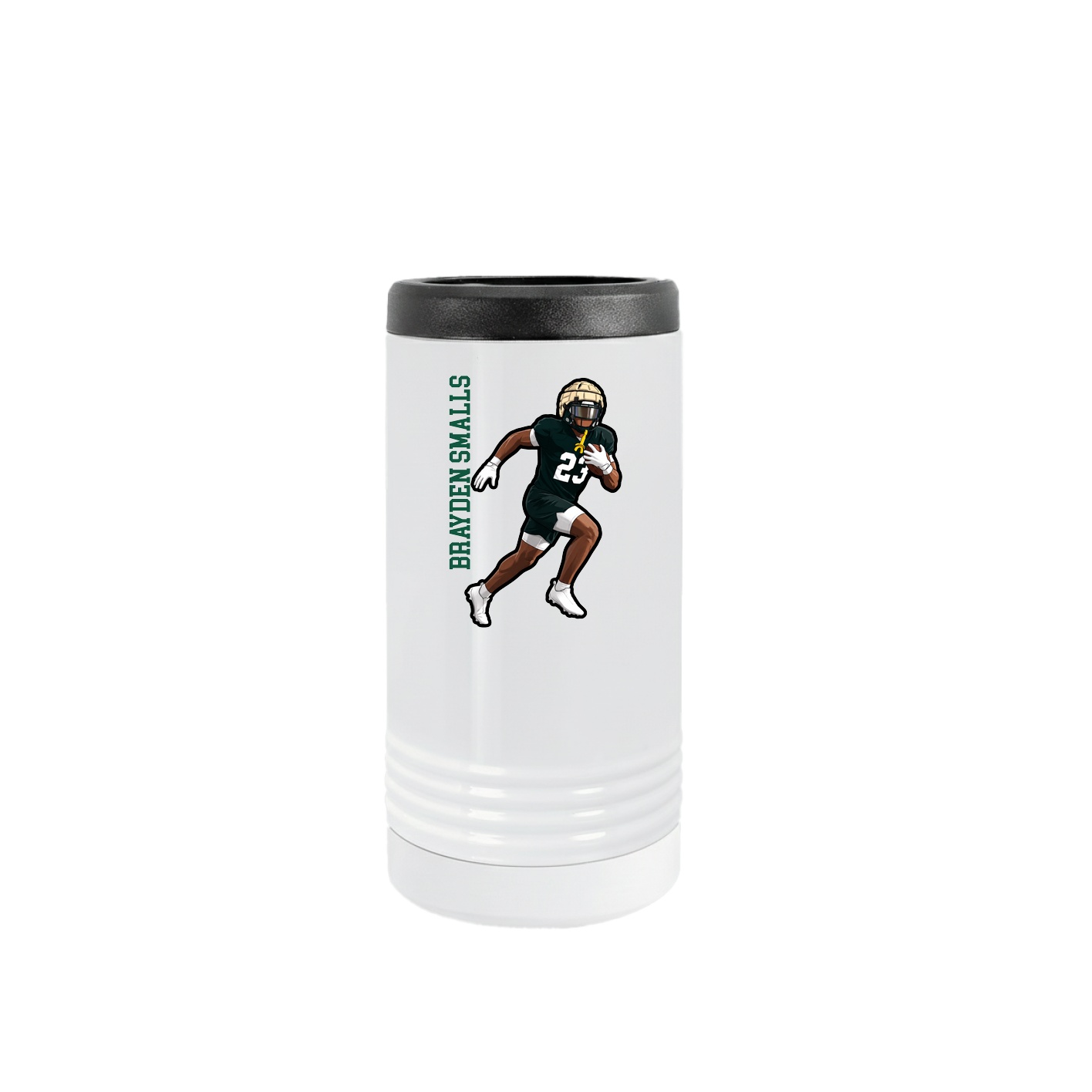 Slim Beverage Holder — Name Vertical in White