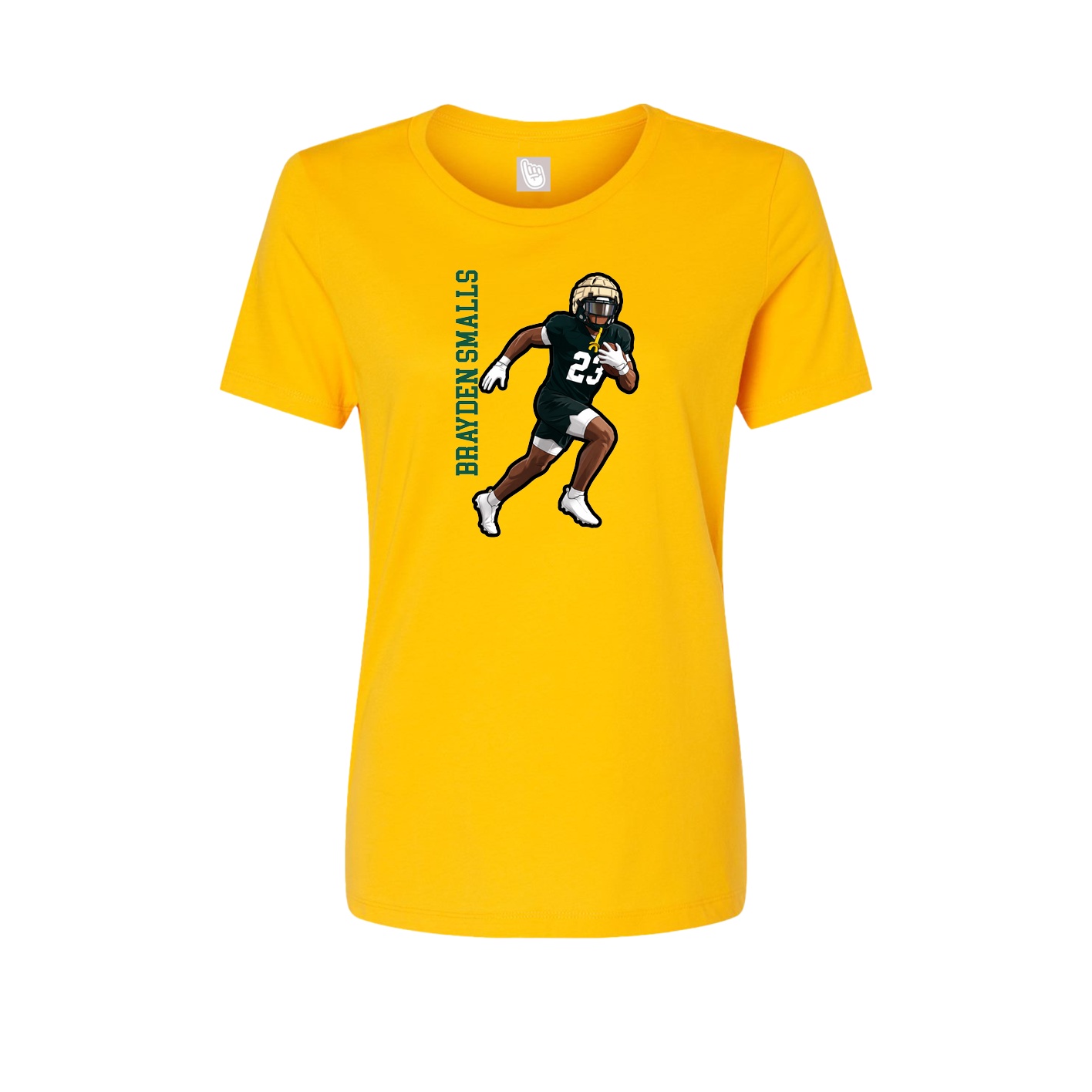 Fitted Women's Tee — Name Vertical in Gold