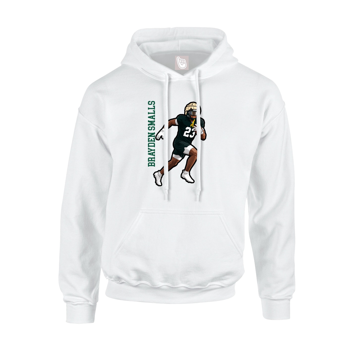 Youth Hoodie — Name Vertical in White