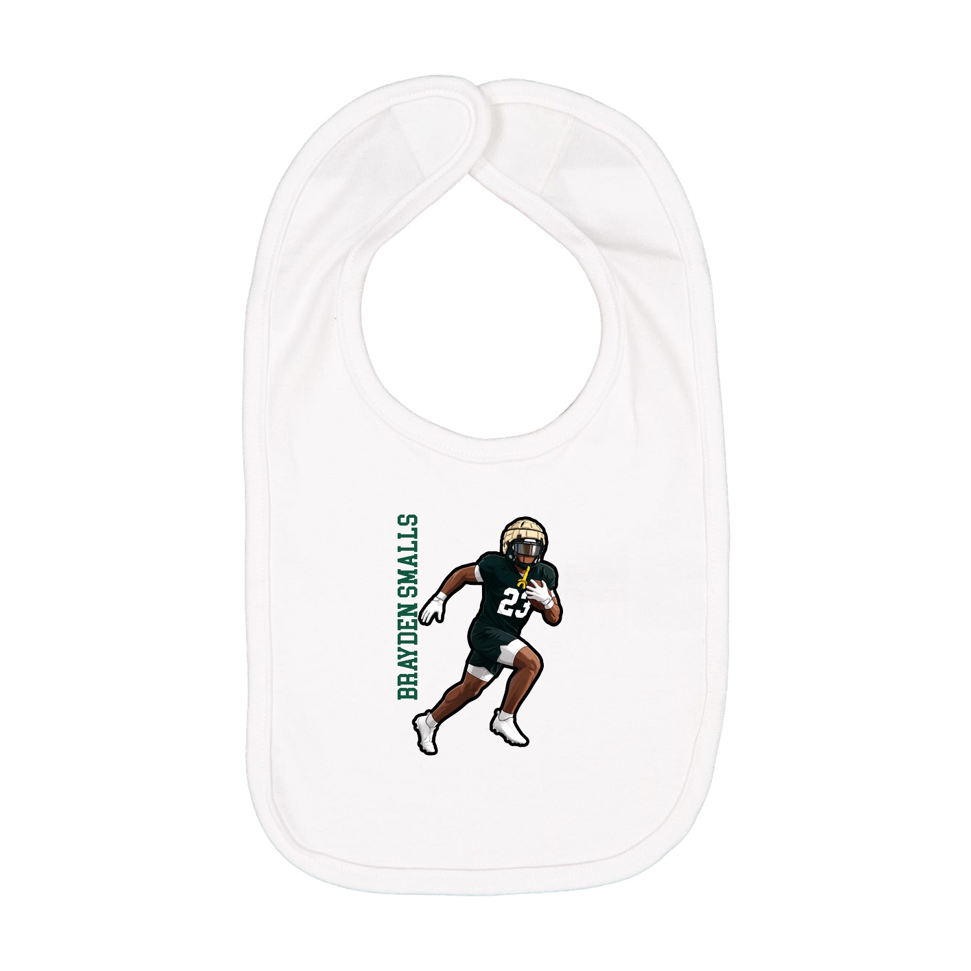 Infant Bib — Name Vertical in White