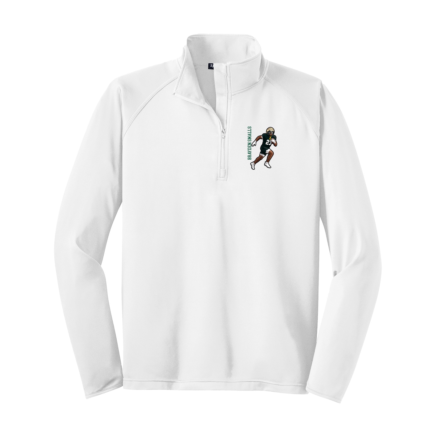 Q-Zip Pullover — Name Vertical in White