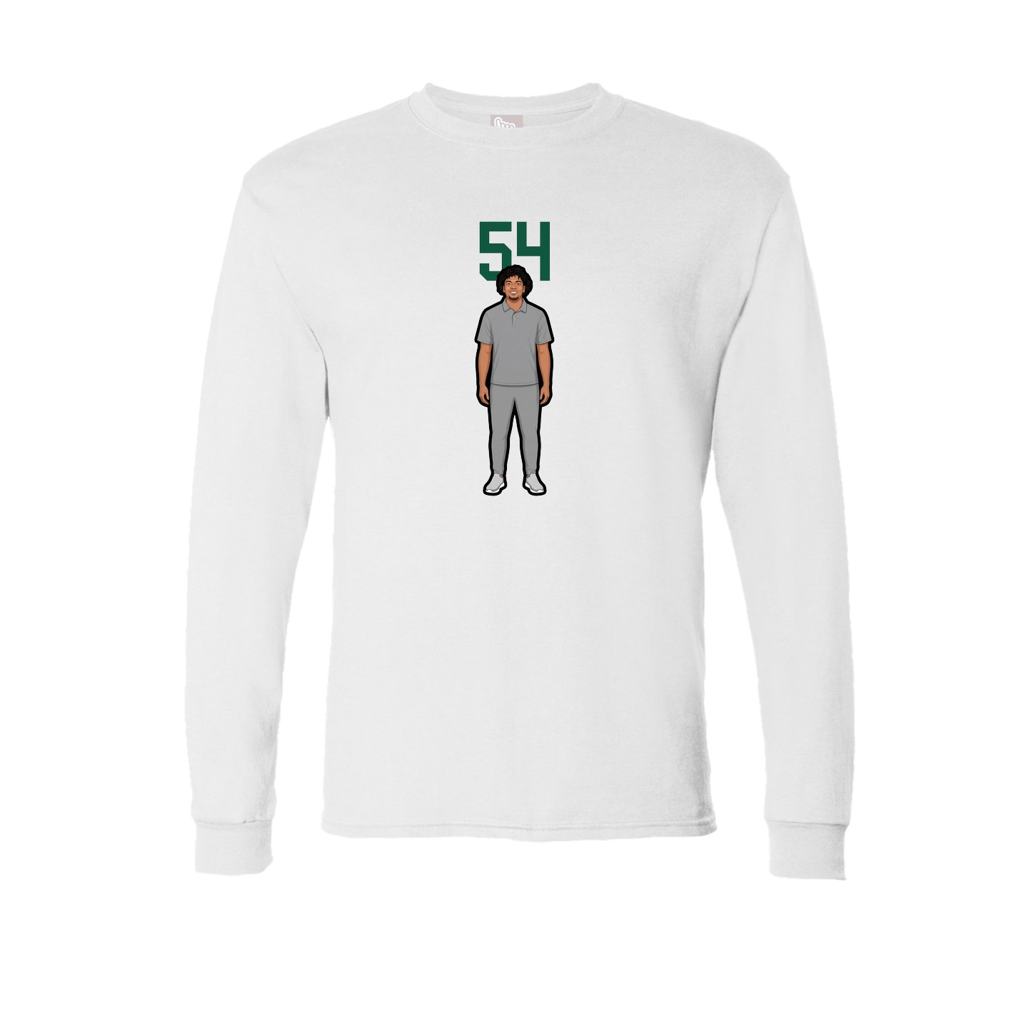 Long Sleeve Tee — Number Top in White