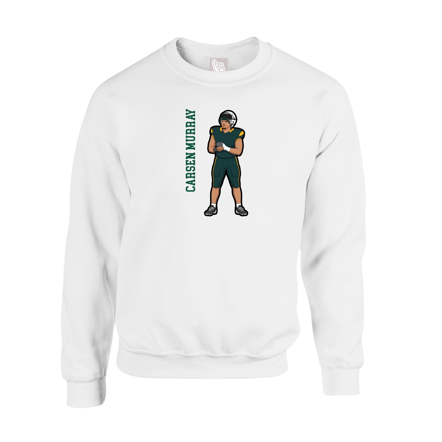 Fleece Crew — Name Vertical in White