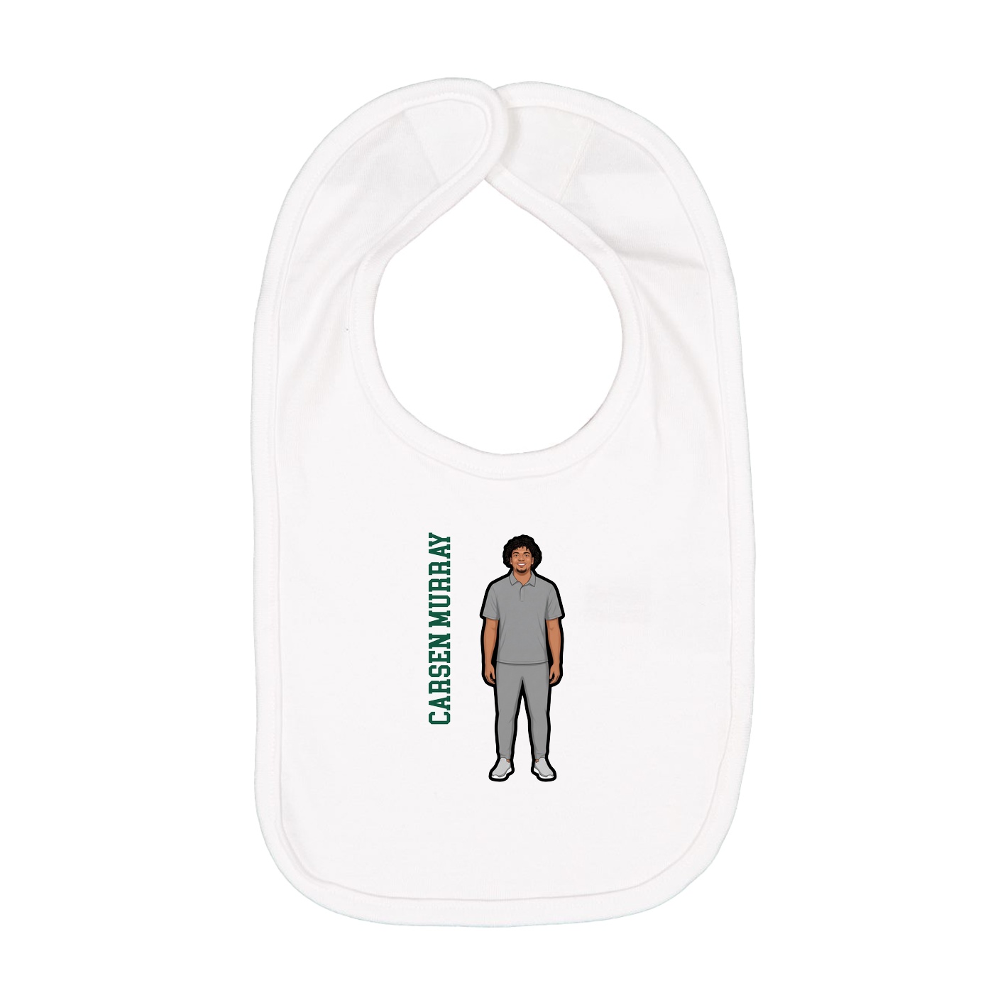 Infant Bib — Name Vertical in White