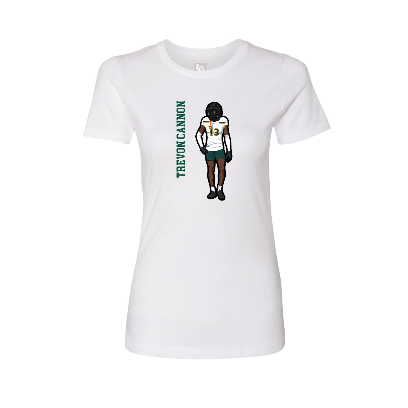 Fitted Women's Tee — Name Vertical in White