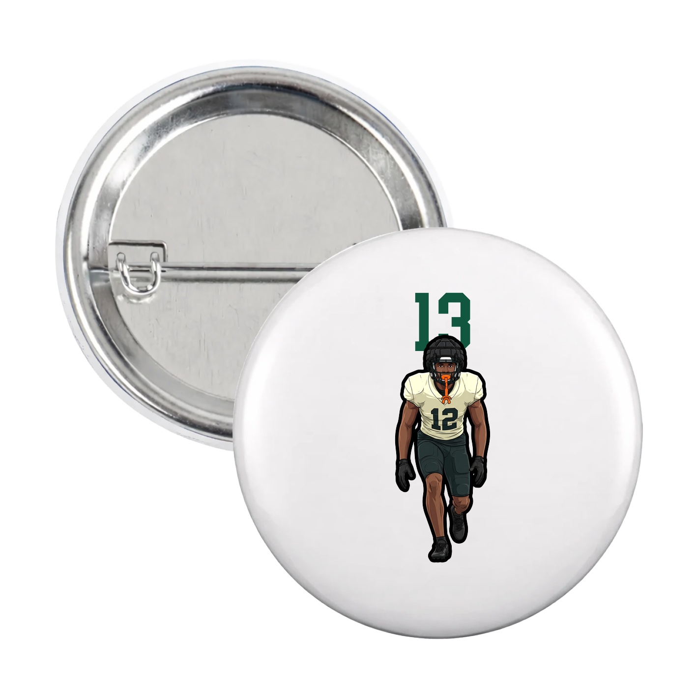 Game Day Button — Number Top in White
