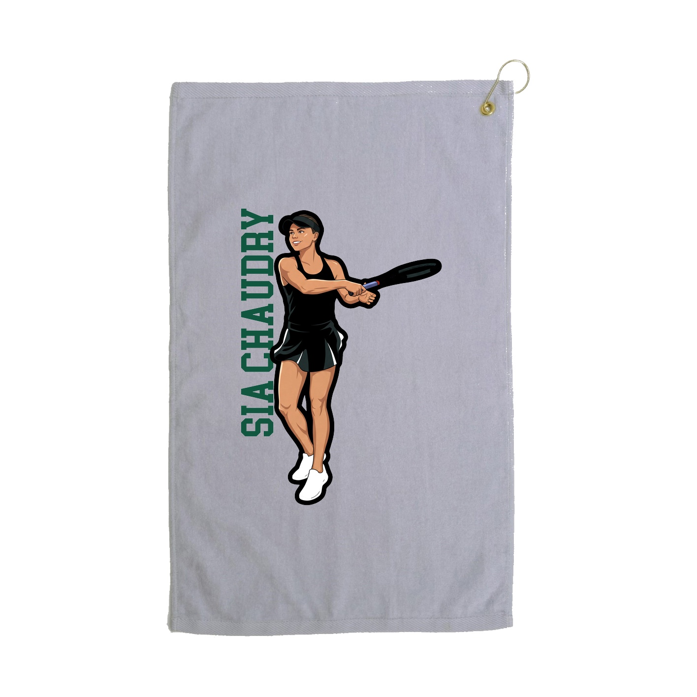 Golf Towel — Name Vertical in Grey