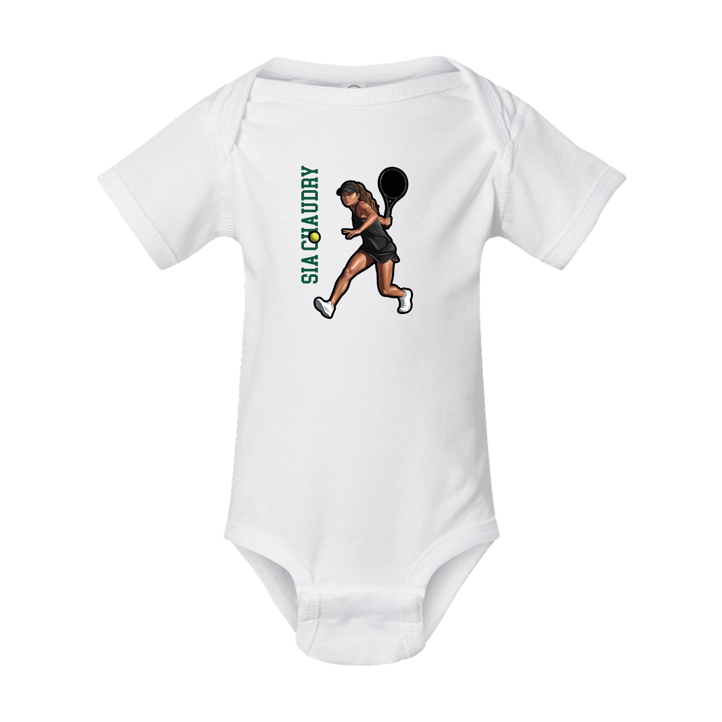 Baby Onesie — Name Vertical in White