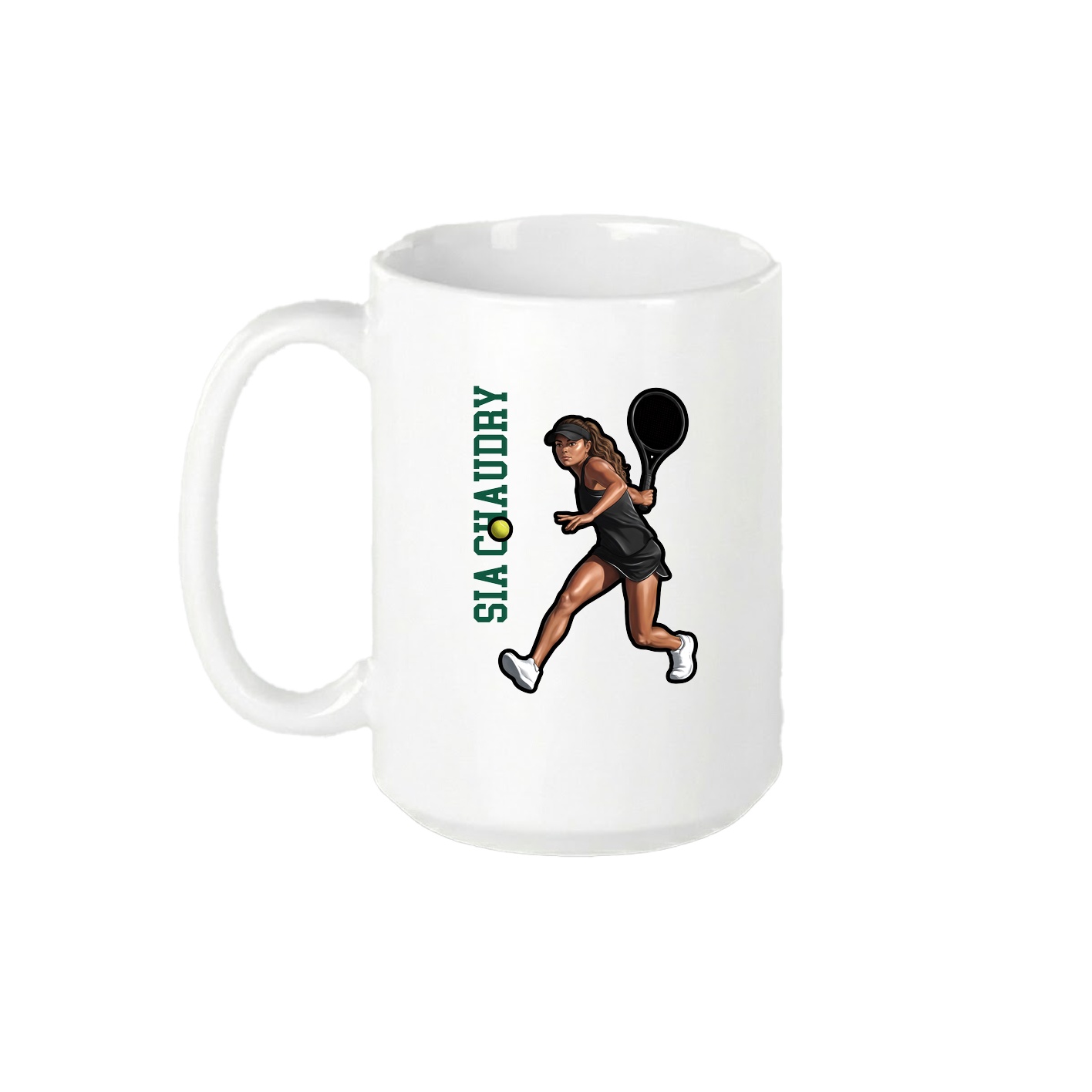15oz Coffee Mug — Name Vertical in White
