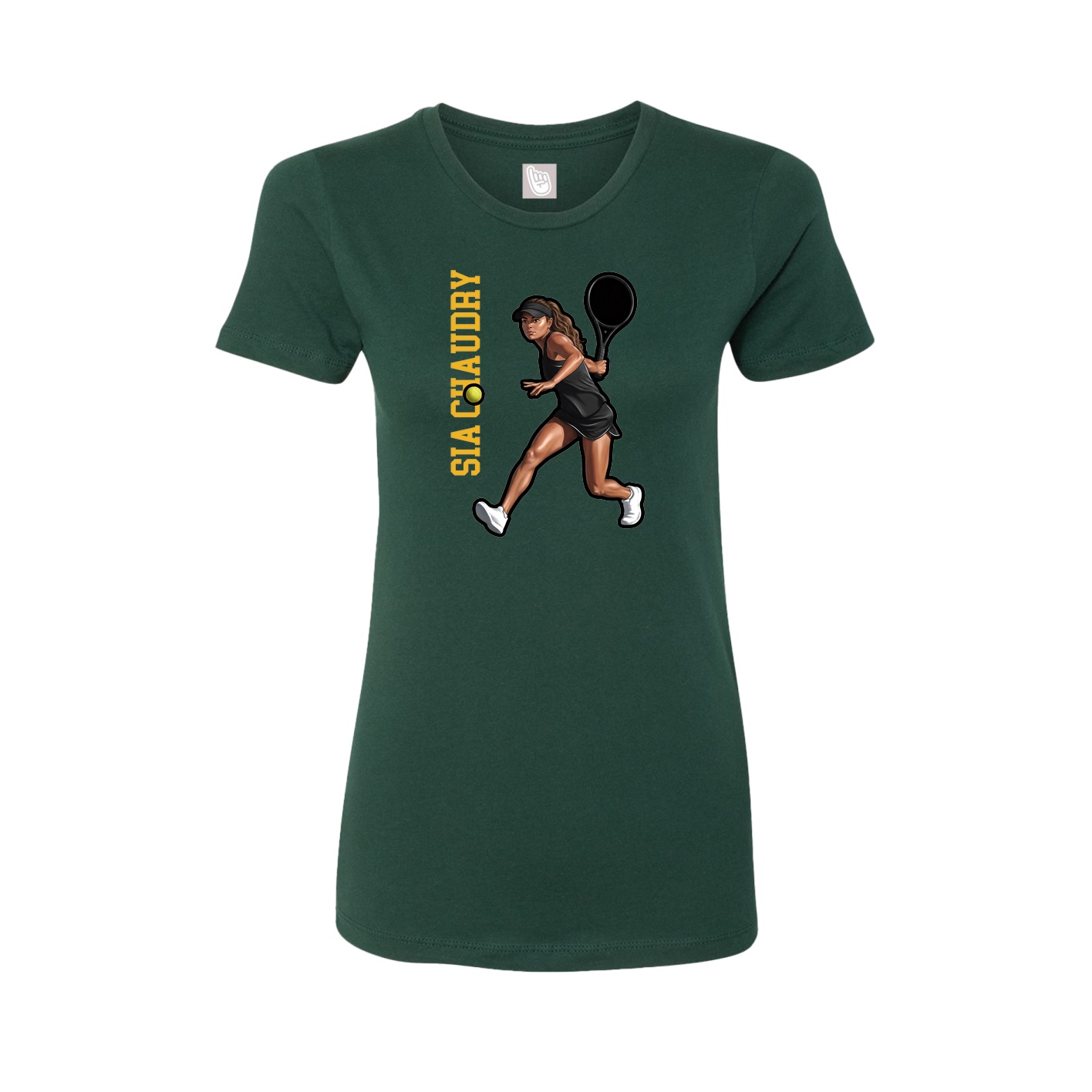 Fitted Women's Tee — Name Vertical in Green