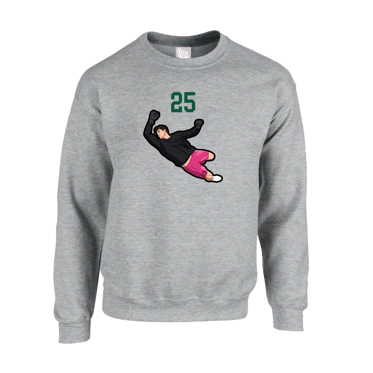 Fleece Crew — Number Top in Grey