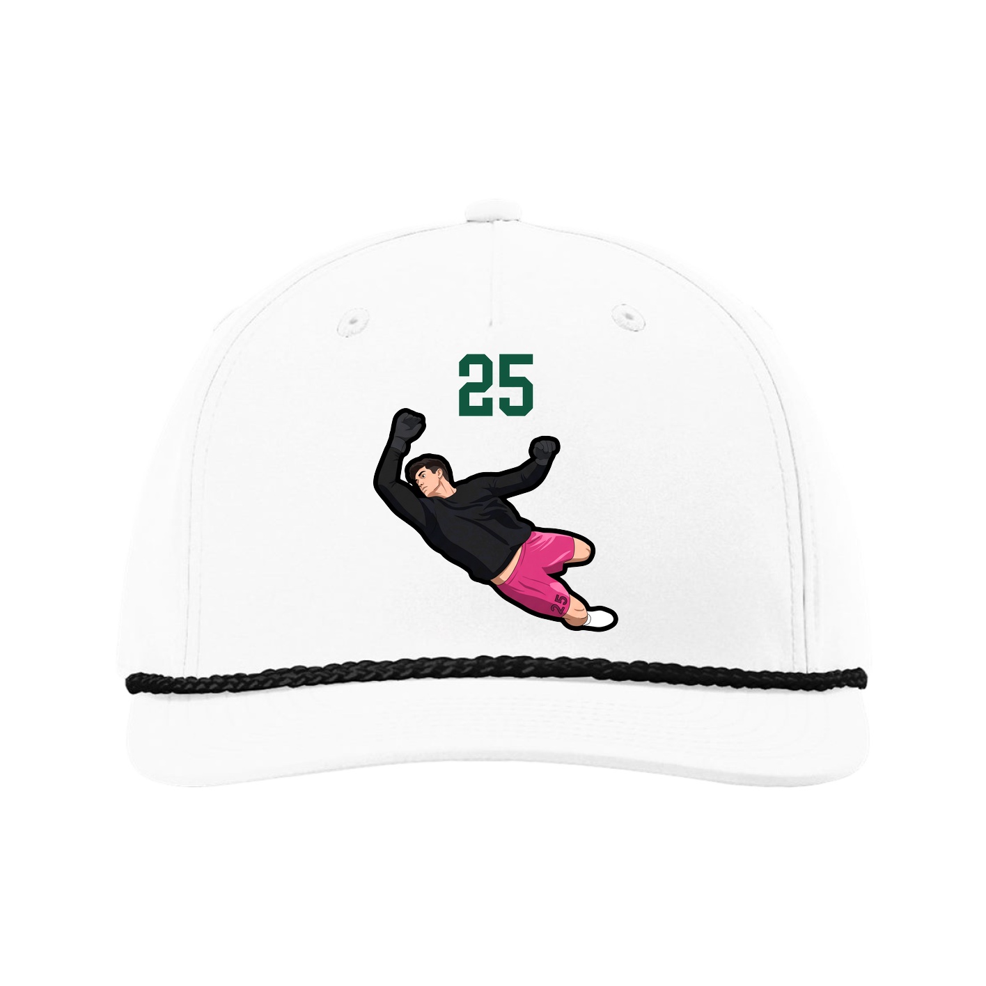 Five-Panel Classic Rope Cap — Number Top in White