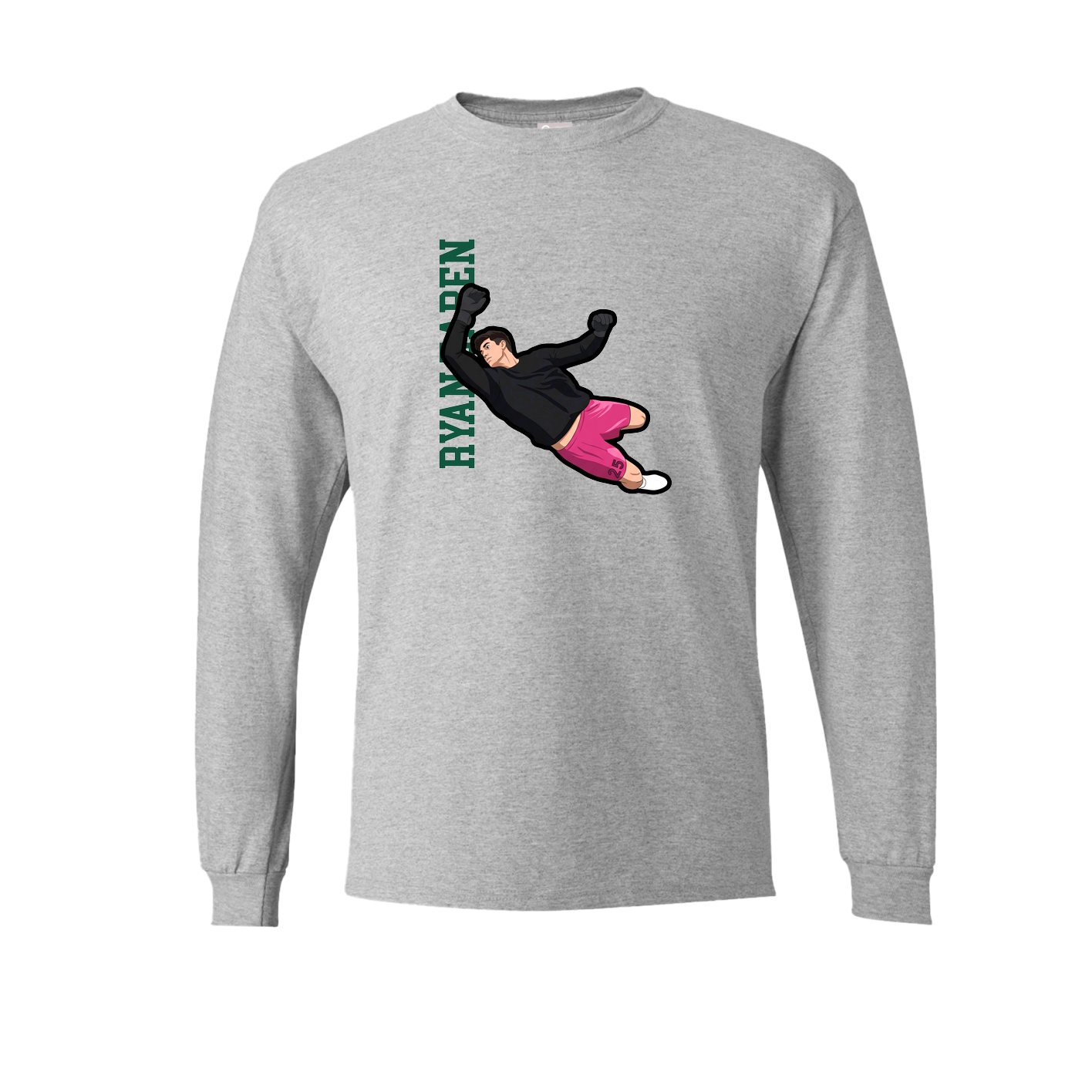 Long Sleeve Tee — Name Vertical in Grey