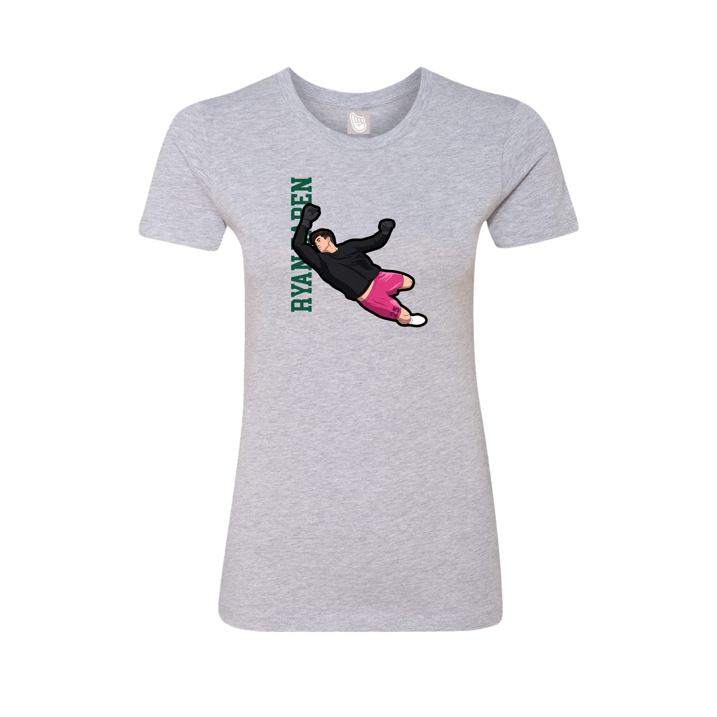 Fitted Women's Tee — Name Vertical in Grey
