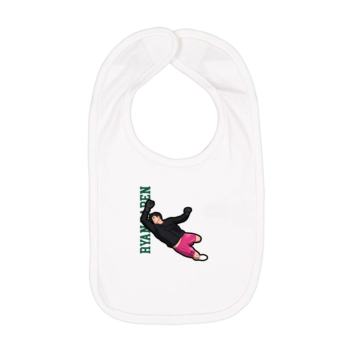 Infant Bib — Name Vertical in White