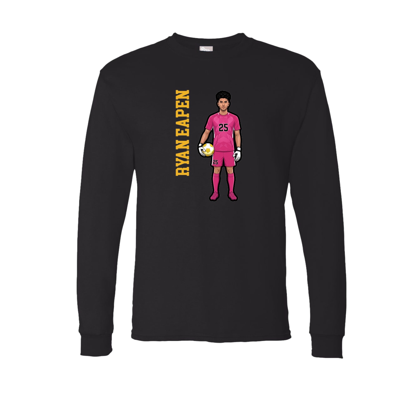Long Sleeve Tee — Name Vertical in Black