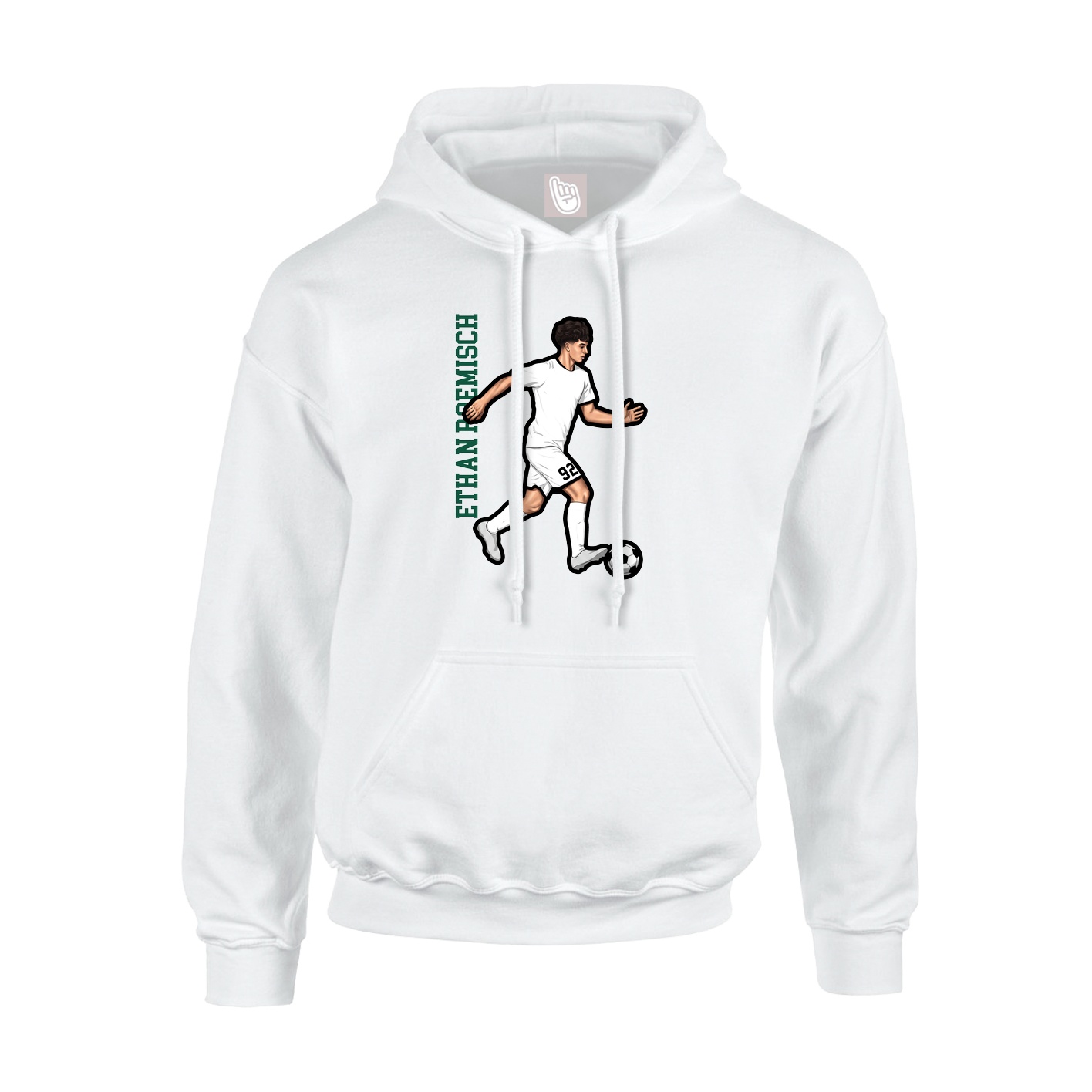 Youth Hoodie — Name Vertical in White