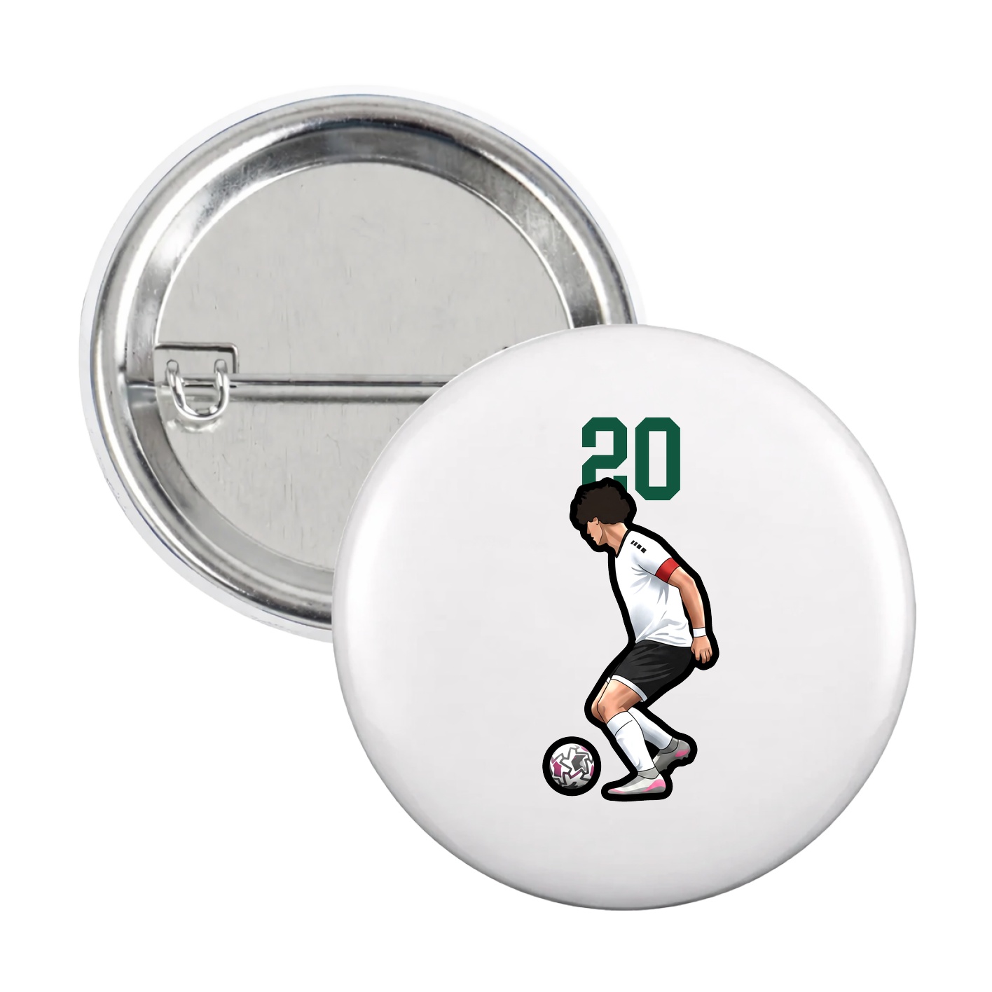 Game Day Button — Number Top in White