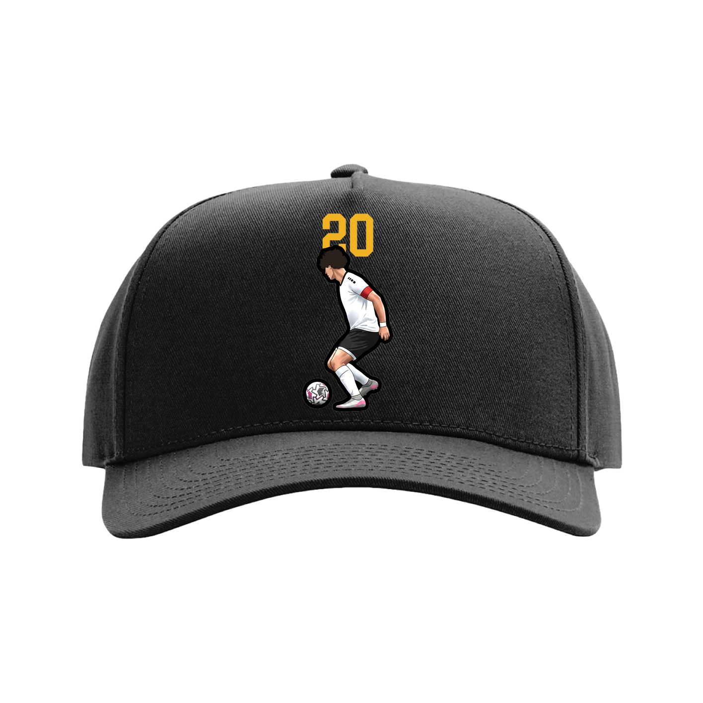 Full Fabric Five-Panel Champ Cap — Number Top in Black