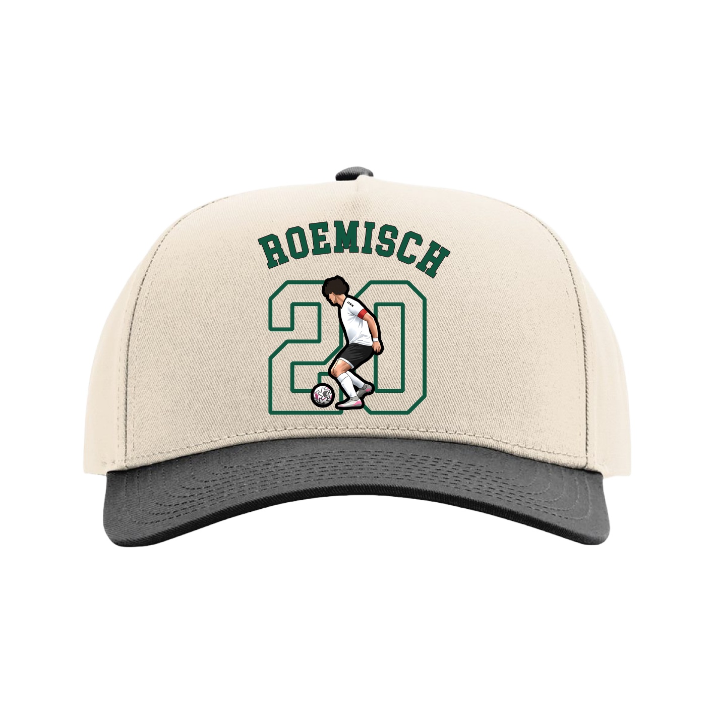 Full Fabric Five-Panel Champ Cap — Shirsey Arch in Cream/Black
