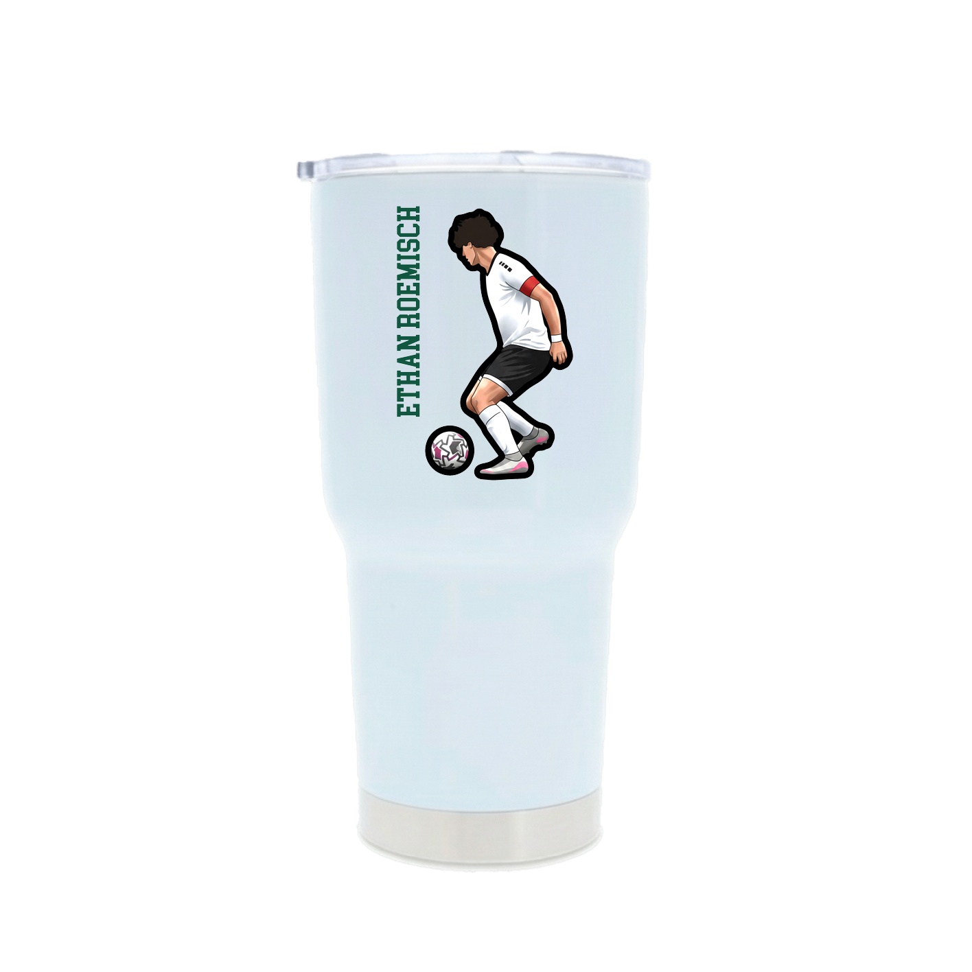30oz Stainless Steel Tumbler — Name Vertical in White