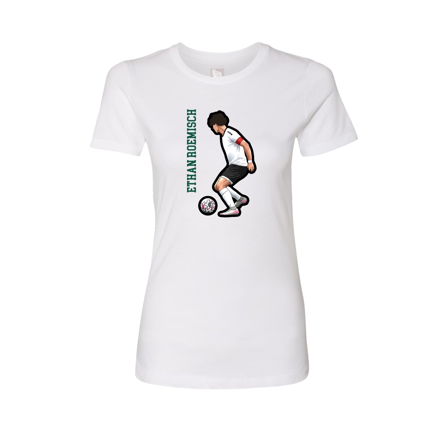 Womens Tee — Name Vertical in White
