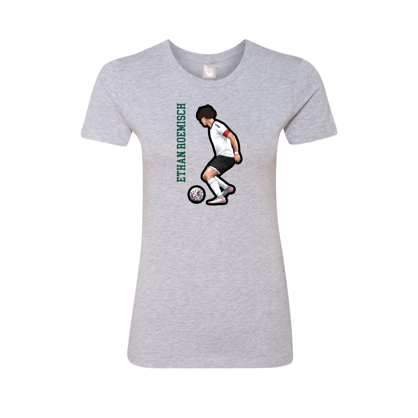 Womens Tee — Name Vertical in Grey