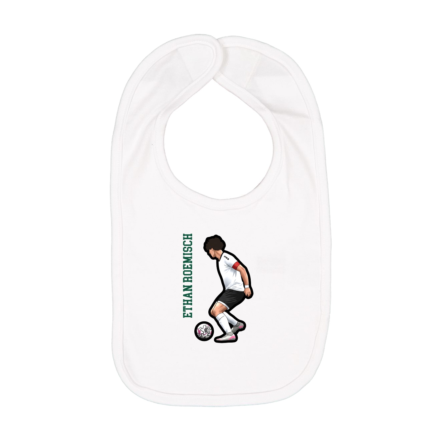 Infant Bib — Name Vertical in White