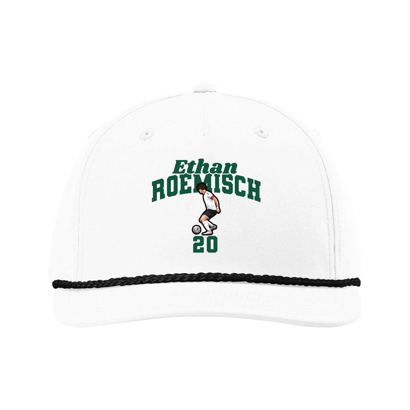 Five-Panel Classic Rope Cap — Signature Arch in White