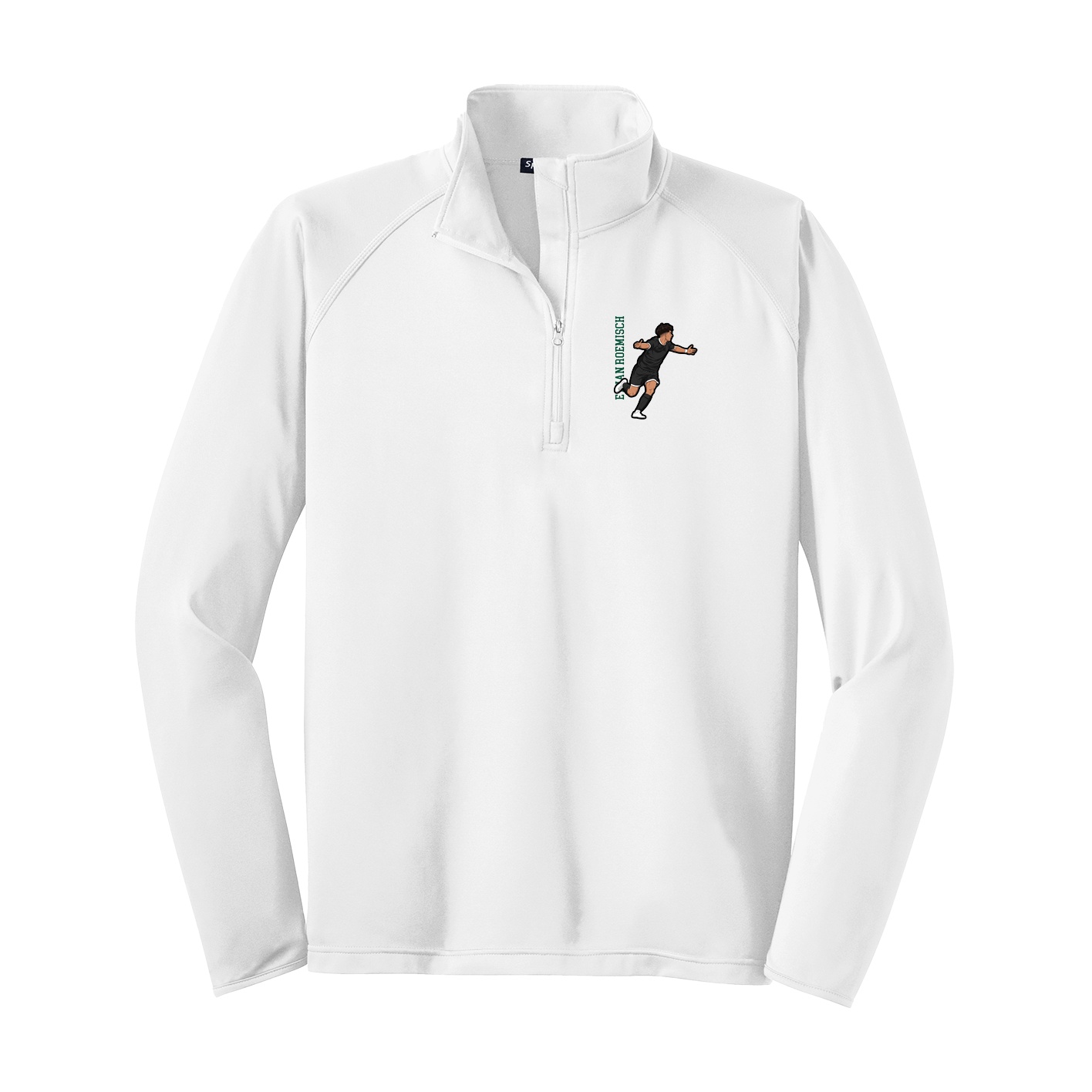 Q-Zip Pullover — Name Vertical in White