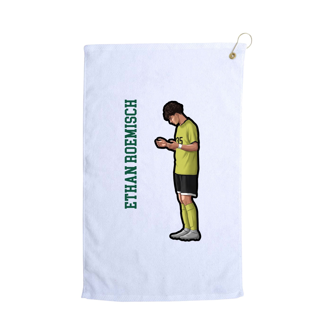 Golf Towel — Name Vertical in White
