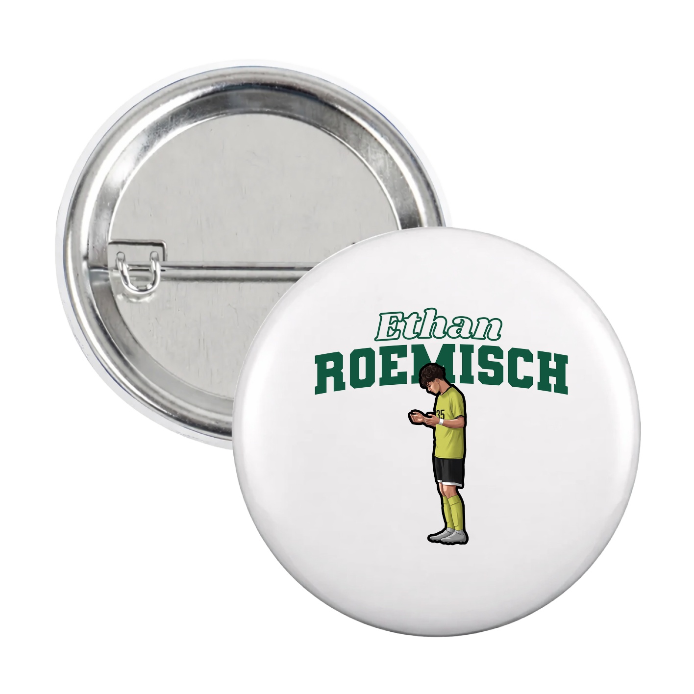 Game Day Button — Name Arch in White
