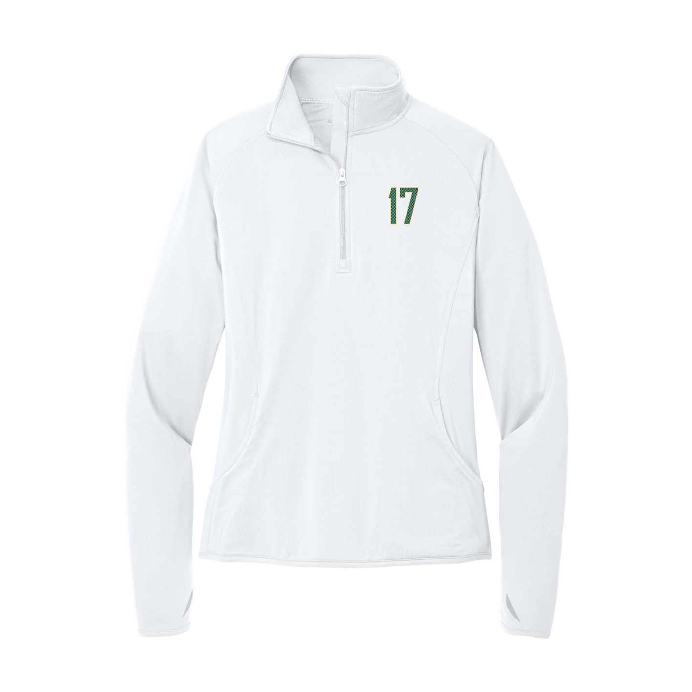 Women's Q-Zip Pullover — Front Shirsy in White