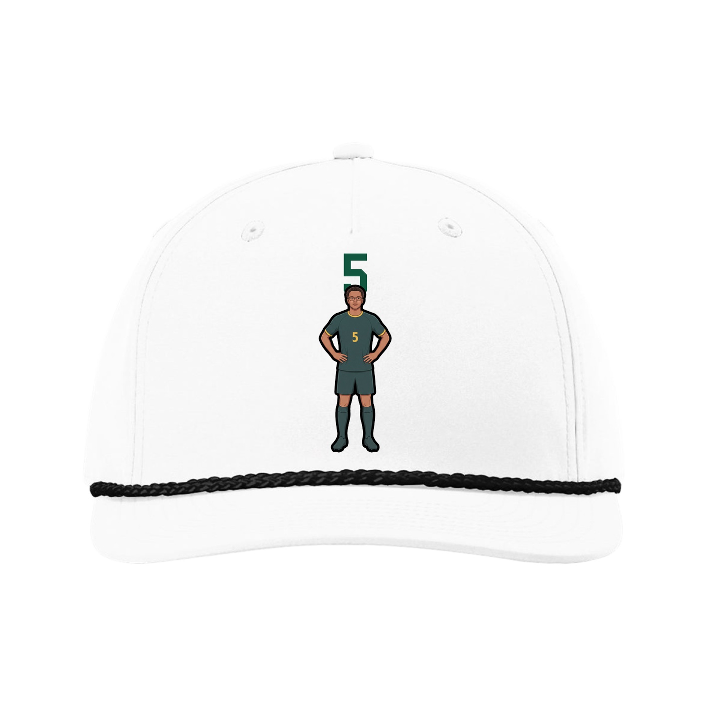 Five-Panel Classic Rope Cap — Number Top in White