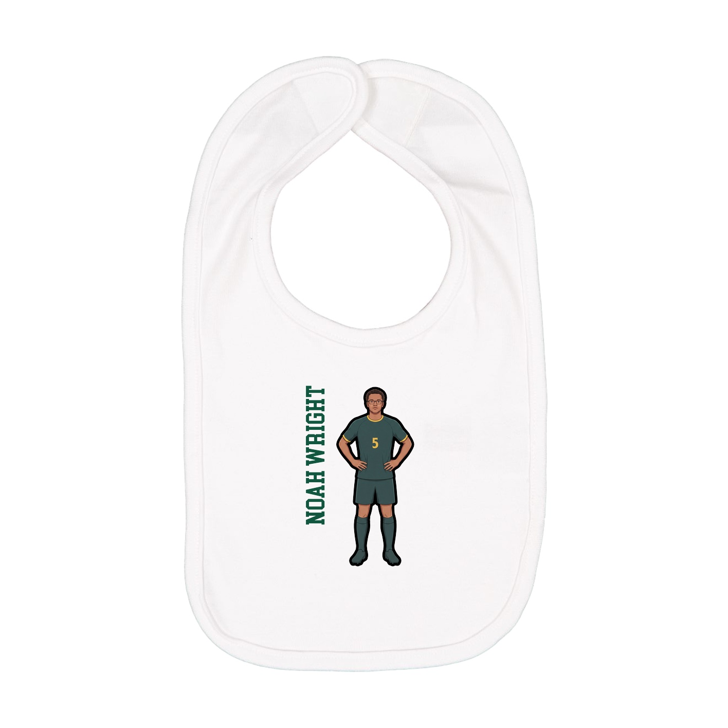 Infant Bib — Name Vertical in White