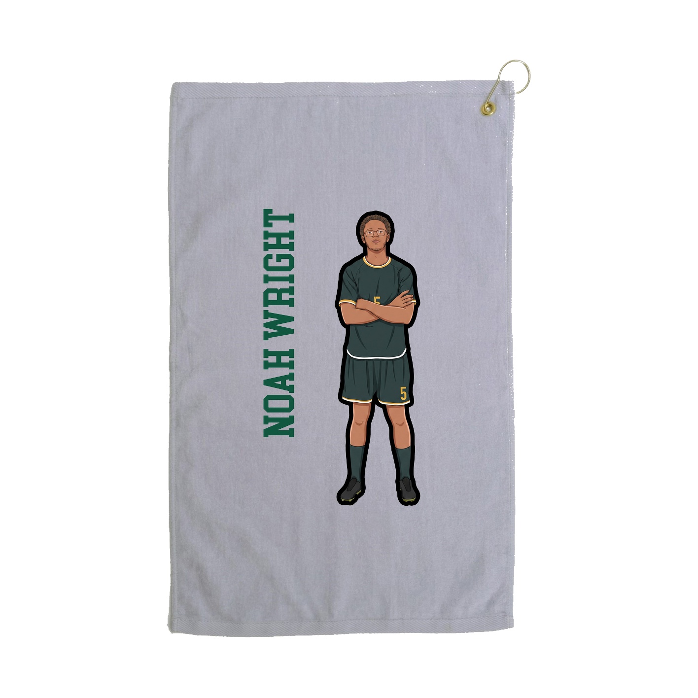 Golf Towel — Name Vertical in Grey