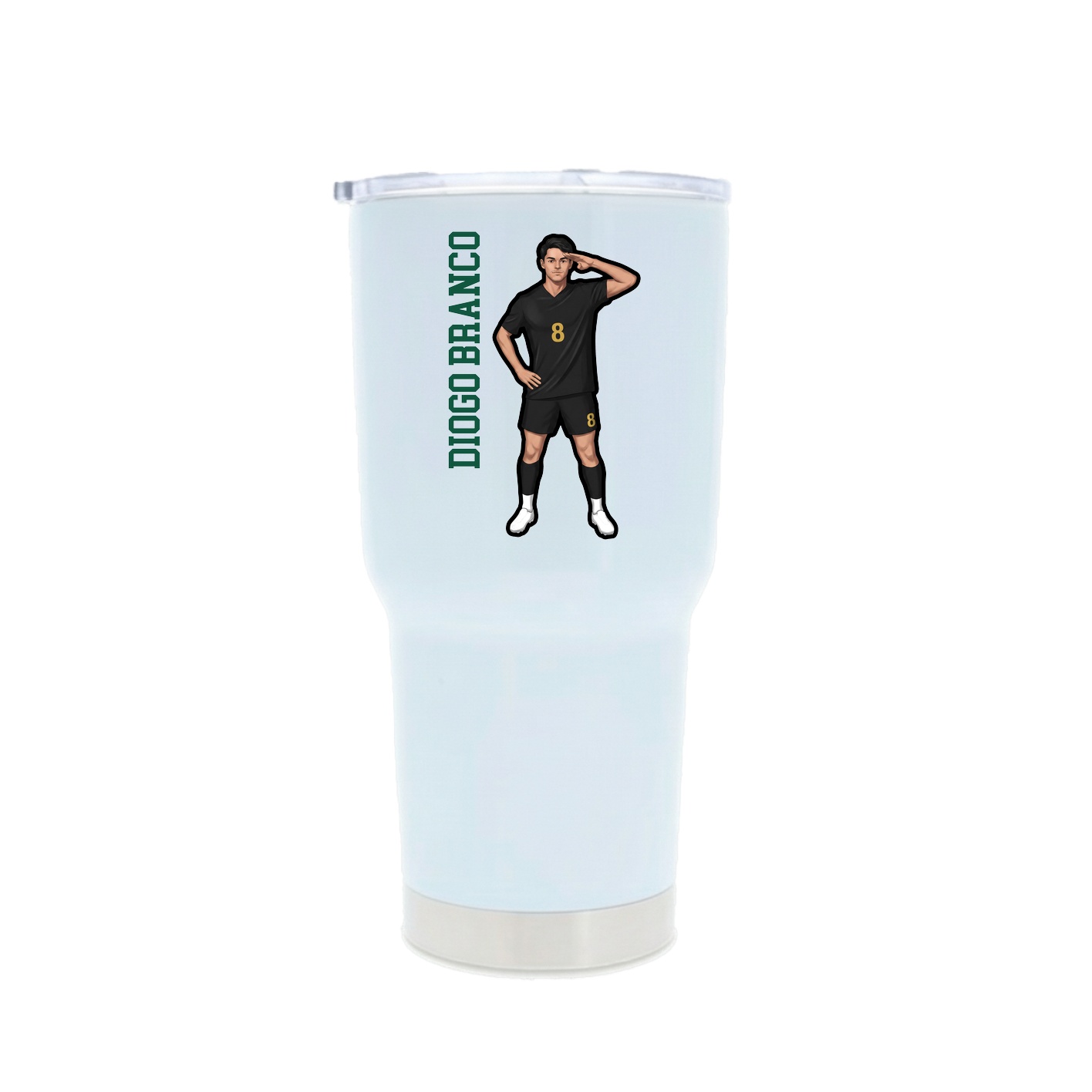 30oz Stainless Steel Tumbler — Name Vertical in White