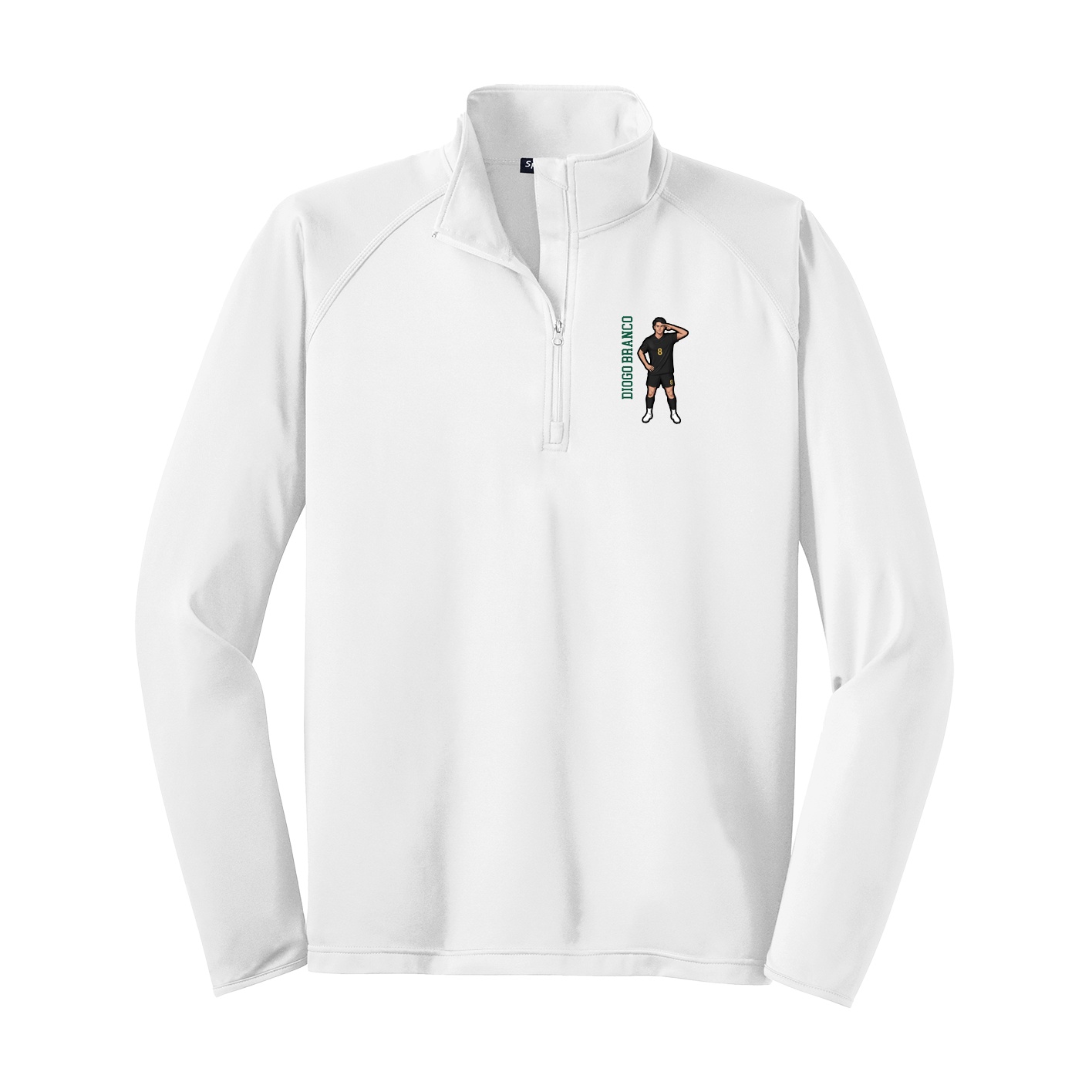 Q-Zip Pullover — Name Vertical in White